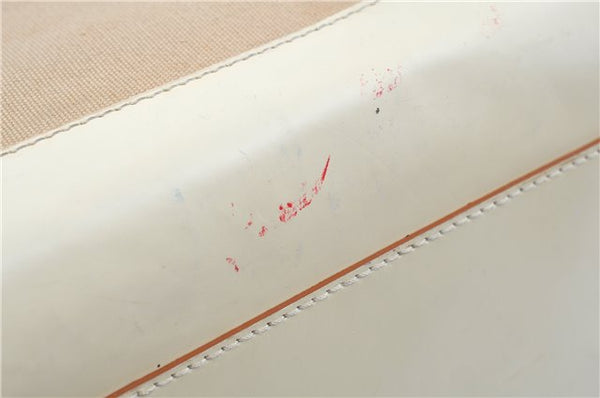 Auth Ferragamo Gancini Canvas Leather Shoulder Tote Bag Purse Beige Ivory J9562
