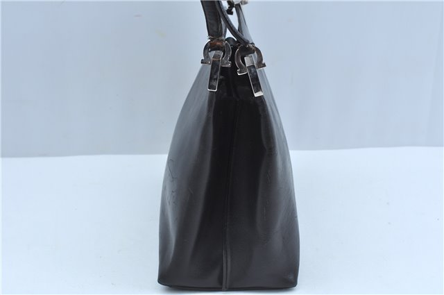 Authentic Salvatore Ferragamo Leather Shoulder Bag Purse Black J9564