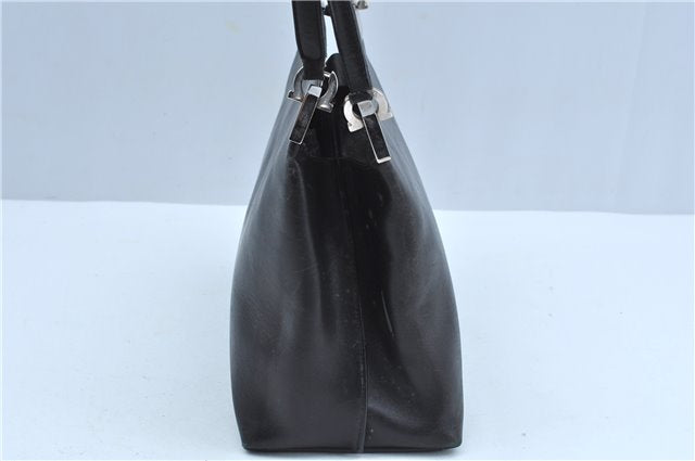 Authentic Salvatore Ferragamo Leather Shoulder Bag Purse Black J9564