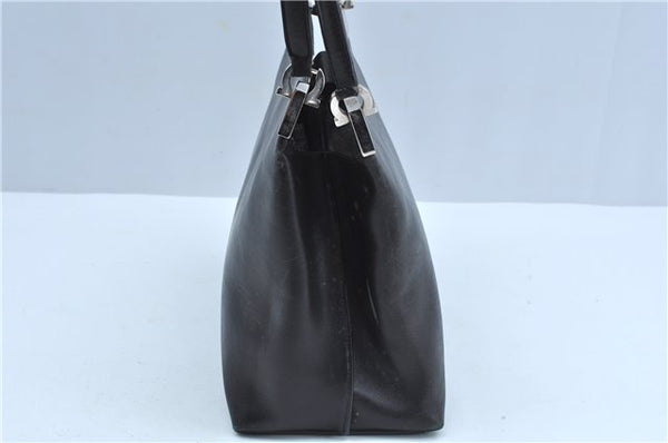 Authentic Salvatore Ferragamo Leather Shoulder Bag Purse Black J9564