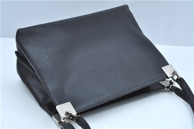 Authentic Salvatore Ferragamo Leather Shoulder Bag Purse Black J9564