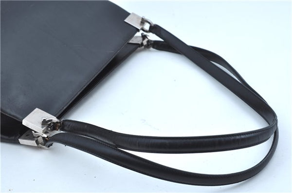 Authentic Salvatore Ferragamo Leather Shoulder Bag Purse Black J9564