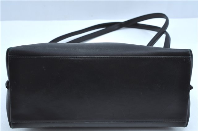 Authentic Salvatore Ferragamo Leather Shoulder Bag Purse Black J9564