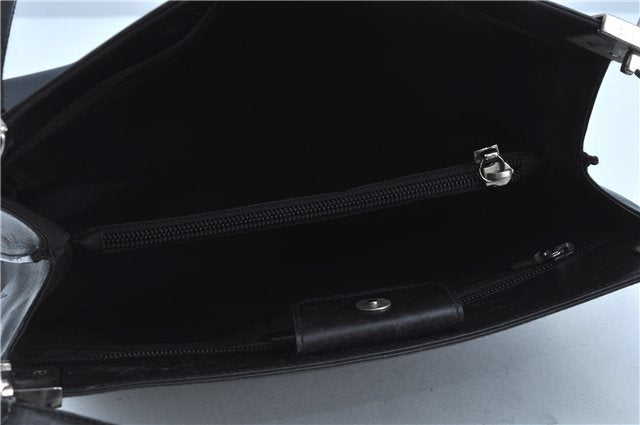 Authentic Salvatore Ferragamo Leather Shoulder Bag Purse Black J9564