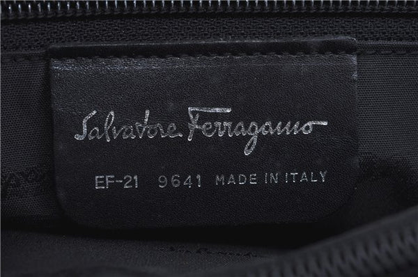 Authentic Salvatore Ferragamo Leather Shoulder Bag Purse Black J9564