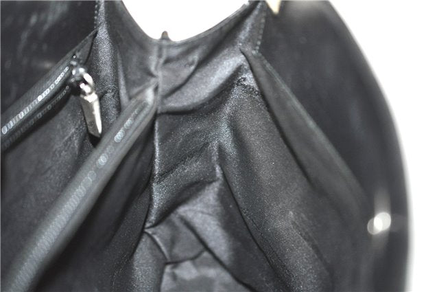 Authentic Salvatore Ferragamo Leather Shoulder Bag Purse Black J9564