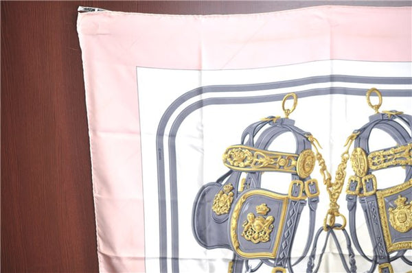 Authentic HERMES Carre 90 Scarf "BRIDES de GALA par" Silk Pink J9568