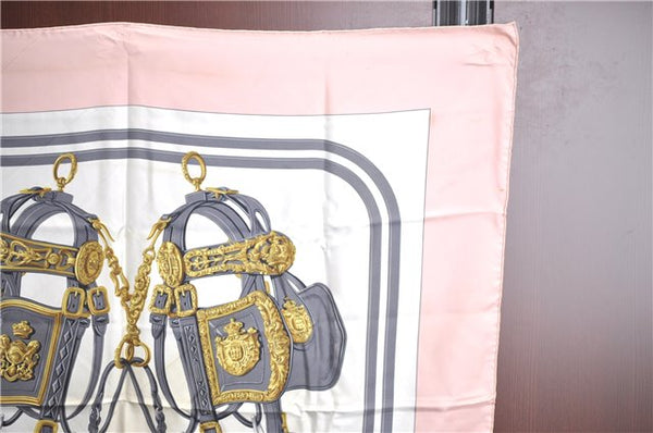 Authentic HERMES Carre 90 Scarf "BRIDES de GALA par" Silk Pink J9568