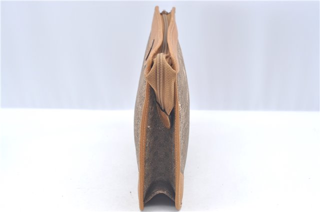 Authentic GUCCI Micro GG PVC Leather Clutch Hand Bag Purse Brown J9574