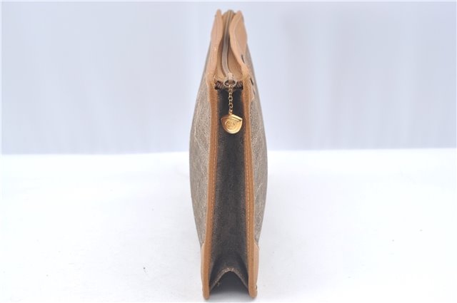 Authentic GUCCI Micro GG PVC Leather Clutch Hand Bag Purse Brown J9574