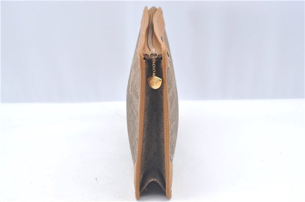 Authentic GUCCI Micro GG PVC Leather Clutch Hand Bag Purse Brown J9574