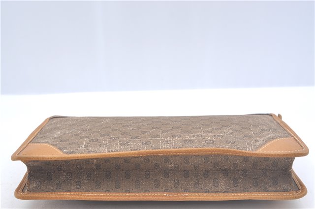 Authentic GUCCI Micro GG PVC Leather Clutch Hand Bag Purse Brown J9574