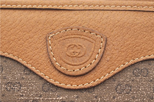 Authentic GUCCI Micro GG PVC Leather Clutch Hand Bag Purse Brown J9574