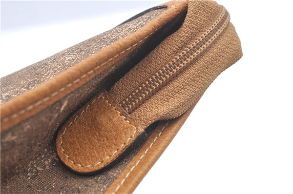 Authentic GUCCI Micro GG PVC Leather Clutch Hand Bag Purse Brown J9574