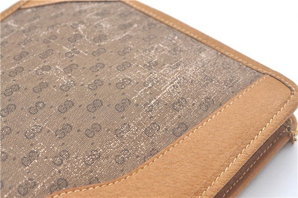 Authentic GUCCI Micro GG PVC Leather Clutch Hand Bag Purse Brown J9574