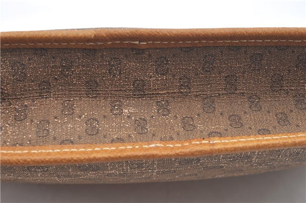 Authentic GUCCI Micro GG PVC Leather Clutch Hand Bag Purse Brown J9574