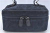 Authentic GUCCI Horsebit Vanity Bag Pouch Purse Suede Leather Navy Junk J9576