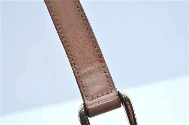 Authentic GUCCI Abbey Shoulder Tote Bag GG Canvas Leather 141472 Gold Pink J9578