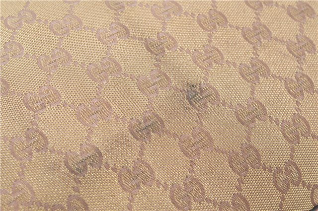 Authentic GUCCI Abbey Shoulder Tote Bag GG Canvas Leather 141472 Gold Pink J9578