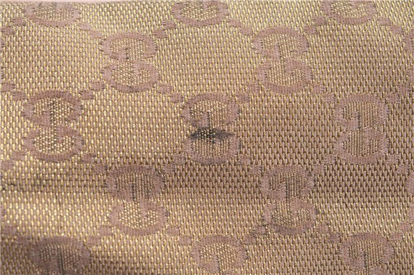 Authentic GUCCI Abbey Shoulder Tote Bag GG Canvas Leather 141472 Gold Pink J9578