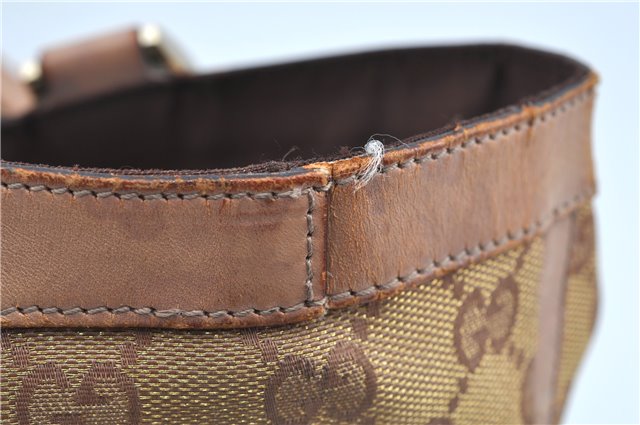 Authentic GUCCI Abbey Shoulder Tote Bag GG Canvas Leather 141472 Gold Pink J9578