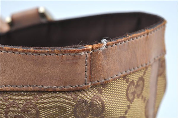 Authentic GUCCI Abbey Shoulder Tote Bag GG Canvas Leather 141472 Gold Pink J9578