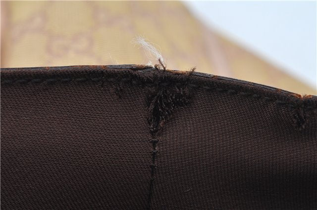 Authentic GUCCI Abbey Shoulder Tote Bag GG Canvas Leather 141472 Gold Pink J9578