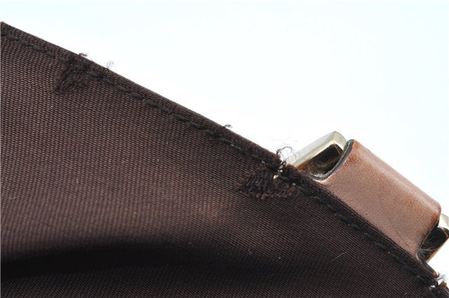 Authentic GUCCI Abbey Shoulder Tote Bag GG Canvas Leather 141472 Gold Pink J9578