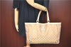 Authentic GUCCI Abbey Shoulder Tote Bag GG Canvas Leather 141472 Gold Pink J9578