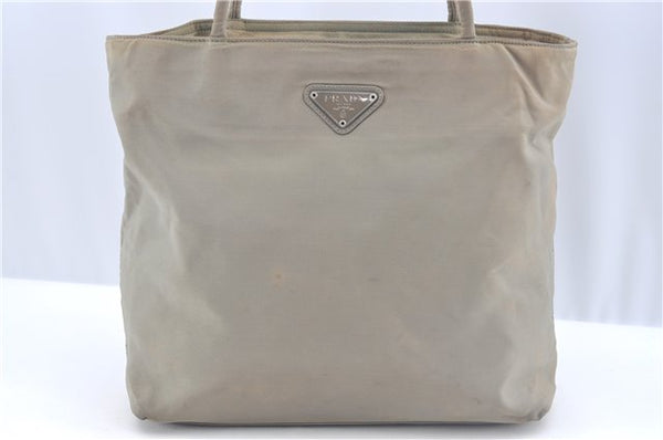 Authentic PRADA Nylon Tessuto Shoulder Tote Bag Purse Beige J9581