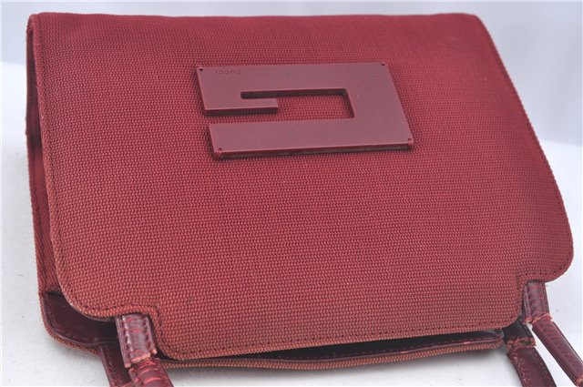 Authentic GUCCI Shoulder Hand Bag Purse Nylon Leather Red Junk J9582