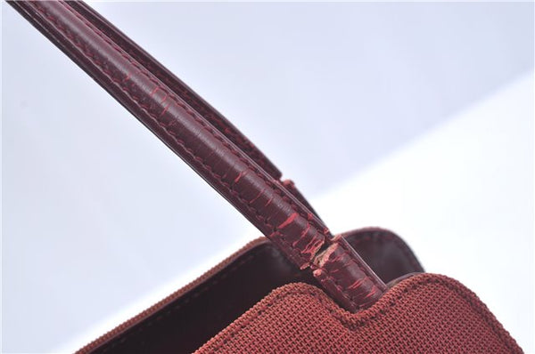 Authentic GUCCI Shoulder Hand Bag Purse Nylon Leather Red Junk J9582