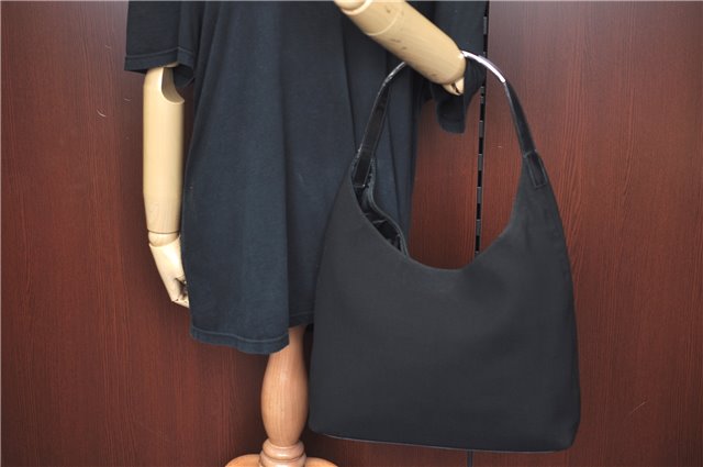 Authentic GUCCI Shoulder Bag Purse Nylon Leather 0013297 Black J9584