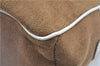 Authentic CELINE Boogie Bag Hand Bag Purse Canvas Leather Brown White J9585