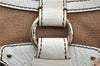 Authentic CELINE Boogie Bag Hand Bag Purse Canvas Leather Brown White J9585