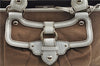 Authentic CELINE Boogie Bag Hand Bag Purse Canvas Leather Brown White J9585