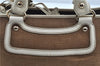 Authentic CELINE Boogie Bag Hand Bag Purse Canvas Leather Brown White J9585