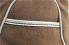 Authentic CELINE Boogie Bag Hand Bag Purse Canvas Leather Brown White J9585