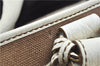 Authentic CELINE Boogie Bag Hand Bag Purse Canvas Leather Brown White J9585