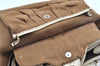 Authentic CELINE Boogie Bag Hand Bag Purse Canvas Leather Brown White J9585