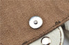 Authentic CELINE Boogie Bag Hand Bag Purse Canvas Leather Brown White J9585