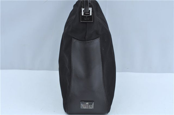 Authentic GUCCI Shoulder Hand Bag Purse Nylon Leather 0013766 Black J9586