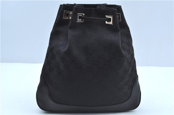 Authentic GUCCI Backpack GG Canvas Leather 0030249 Black J9587