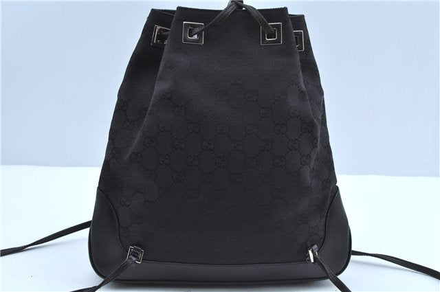 Authentic GUCCI Backpack GG Canvas Leather 0030249 Black J9587