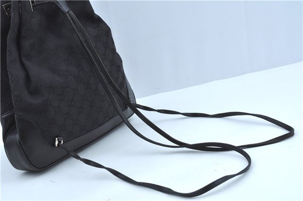Authentic GUCCI Backpack GG Canvas Leather 0030249 Black J9587