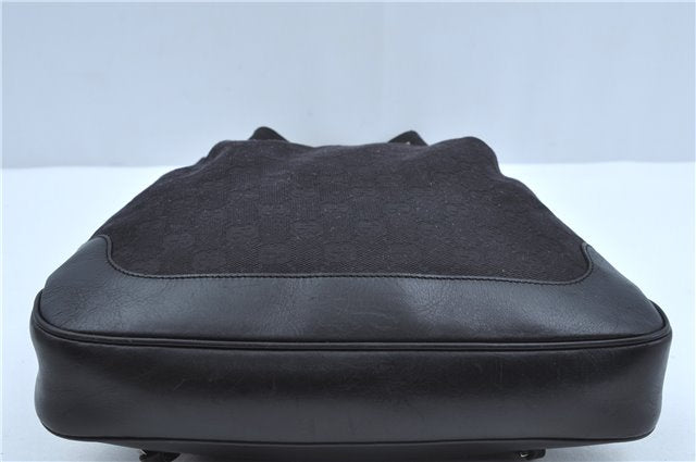 Authentic GUCCI Backpack GG Canvas Leather 0030249 Black J9587