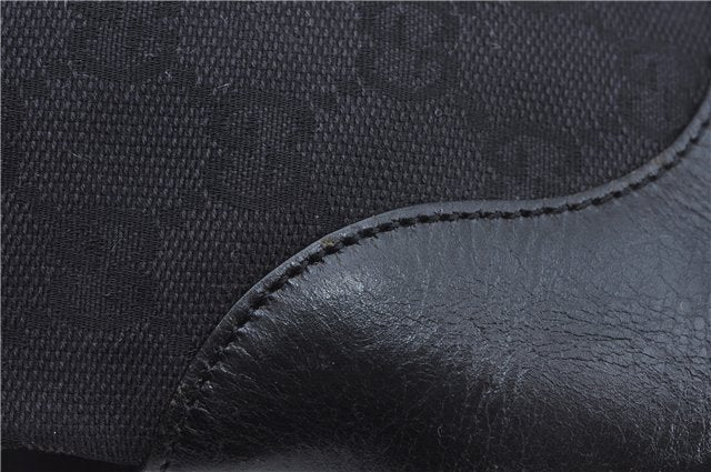 Authentic GUCCI Backpack GG Canvas Leather 0030249 Black J9587