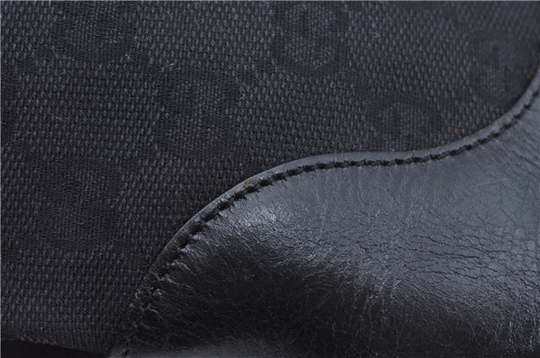 Authentic GUCCI Backpack GG Canvas Leather 0030249 Black J9587