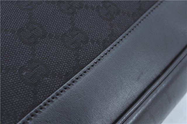 Authentic GUCCI Backpack GG Canvas Leather 0030249 Black J9587