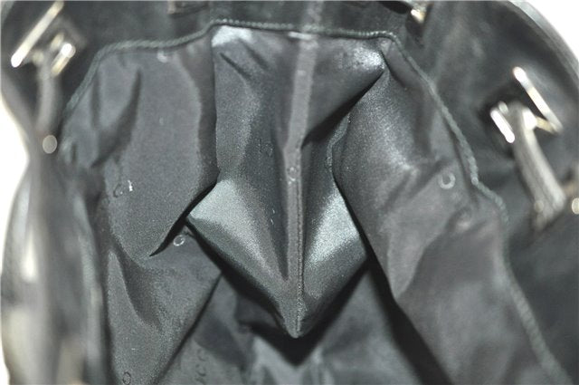 Authentic GUCCI Backpack GG Canvas Leather 0030249 Black J9587